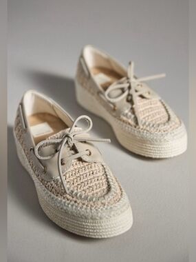 Raffia Platform Lace-Up Boat Shoe